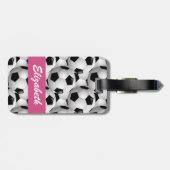 Aangepaste roze Voetbal Patroon Bagagelabel (Achterkant horizontaal)