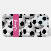 Aangepaste roze Voetbal Patroon Case-Mate iPhone Case (Achterkant (horizontaal))
