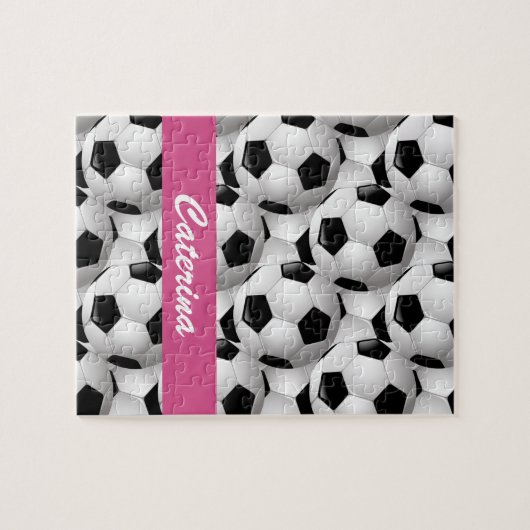 Aangepaste roze Voetbal Patroon Legpuzzel (Horizontaal)