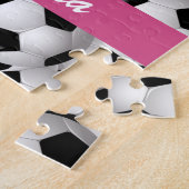 Aangepaste roze Voetbal Patroon Legpuzzel (Zijkant)