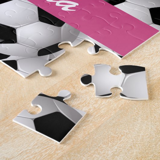 Aangepaste roze Voetbal Patroon Legpuzzel (Zijkant)