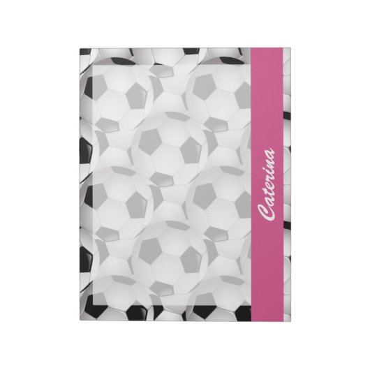 Aangepaste roze Voetbal Patroon Notitieblok (Linkerzijde)
