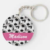 Aangepaste roze Voetbal Patroon Sleutelhanger (Achterkant)