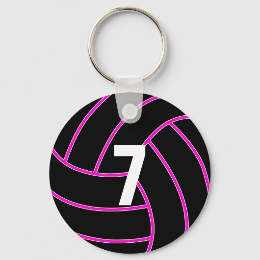 Aangepaste roze volleyball Jersey Number Sleutelha Sleutelhanger (Voorkant)