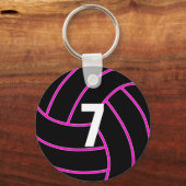 Aangepaste roze volleyball Jersey Number Sleutelha Sleutelhanger (Achterkant)