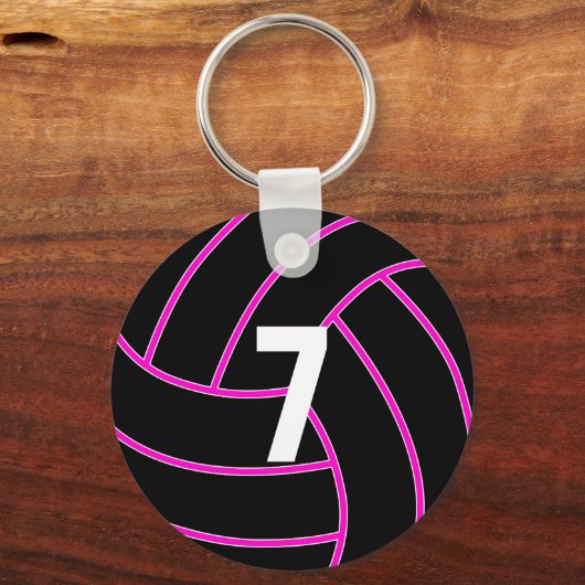 Aangepaste roze volleyball Jersey Number Sleutelha Sleutelhanger (Voorkant)