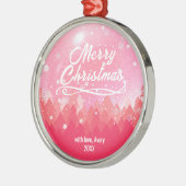 Aangepaste Roze Vreedzame Sneeuwbos Kerstmis Metalen Ornament (Links)