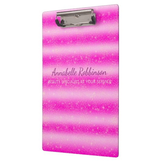 Aangepaste roze vuile glitterstrepen klembord (Links)