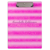 Aangepaste roze vuile glitterstrepen klembord (Voorkant)