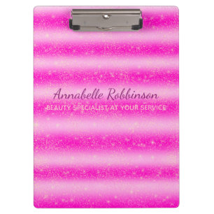 Aangepaste roze vuile glitterstrepen klembord