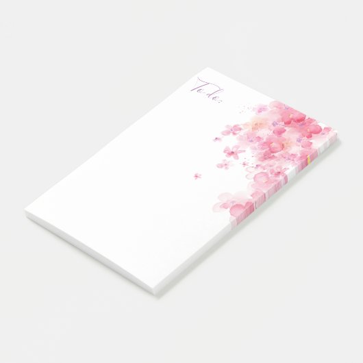 Aangepaste // Roze Waterverf bloemen Post-it® Notes (Schuin)