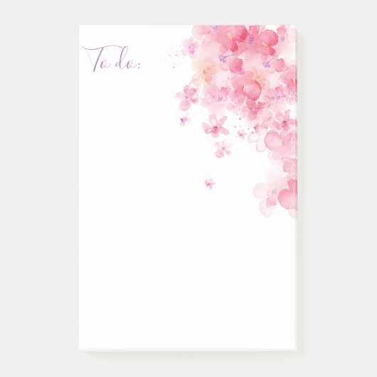Aangepaste // Roze Waterverf bloemen Post-it® Notes (Voorkant)