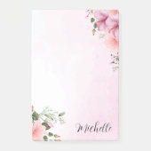 Aangepaste roze Waterverf bloemen Post-it® Notes (Voorkant)
