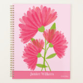 Aangepaste Roze Waterverf Calendula Flower Design Planner (Voorkant)