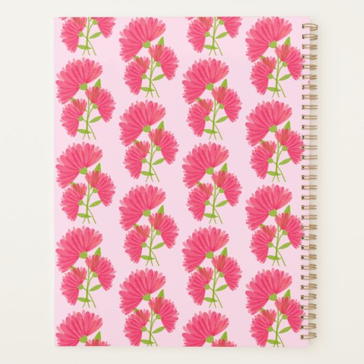Aangepaste Roze Waterverf Calendula Flower Design Planner (Achterkant)