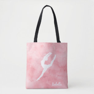 Aangepaste roze Waterverf Dance Tote Bag