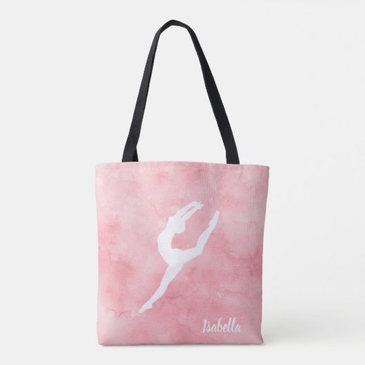 Aangepaste roze Waterverf Dance Tote Bag (Achterkant)