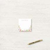 Aangepaste roze Waterverf Floral Boho Post-it® Notes (Op bureau)