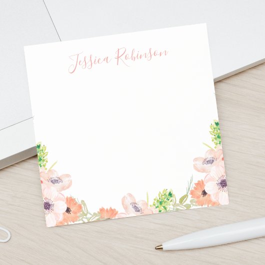 Aangepaste roze Waterverf Floral Boho Post-it® Notes