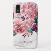 Aangepaste  roze Waterverf Floral Marble Case-Mate iPhone Case (Achterkant)