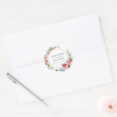 Aangepaste roze Waterverf pioen en gouden bruiloft Ronde Sticker (Envelop)