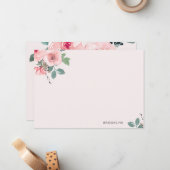 Aangepaste roze Waterverf platte Kaart Notitiekaartje (Voorkant / Achterkant in situ)