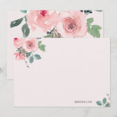 Aangepaste roze Waterverf platte Kaart Notitiekaartje (Voorkant / Achterkant)