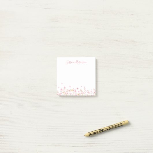 Aangepaste roze Waterverf Post-it® Notes (Op bureau)