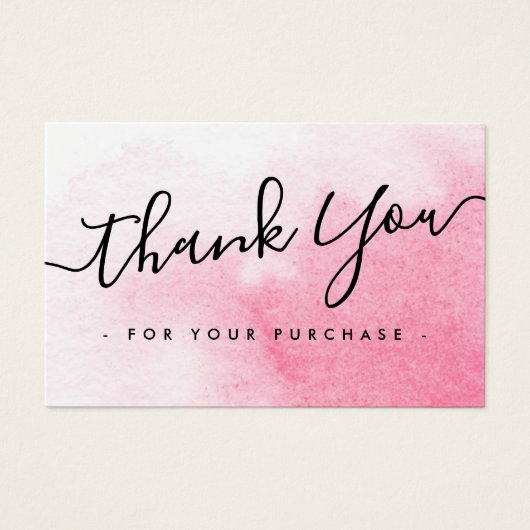 Aangepaste roze waterverf voor logo - dank u credi visitekaartje (Voorkant)