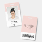 Aangepaste Roze Werknemer Grote Foto Logo Naam Badge (Voor- en achterkant)