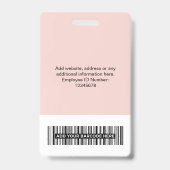 Aangepaste Roze Werknemer Grote Foto Logo Naam Badge (Achterkant)