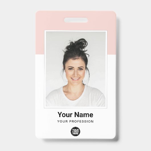 Aangepaste Roze Werknemer Grote Foto Logo Naam Badge (Voorzijde)
