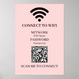 Aangepaste Roze WiFi QR | Eenvoudige Netwerkscan W Poster