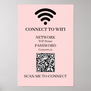 Aangepaste Roze WiFi QR   Eenvoudige Netwerkscan W Poster