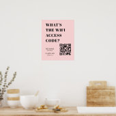 Aangepaste Roze WiFi QR | Gepersonaliseerd Wachtwo Poster (Keuken)