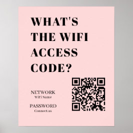 Aangepaste Roze WiFi QR | Gepersonaliseerd Wachtwo Poster