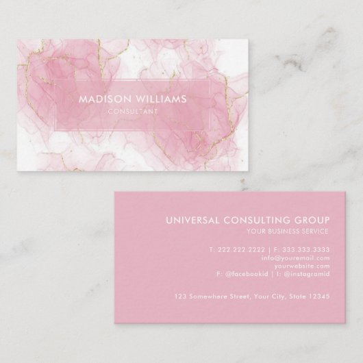 Aangepaste Roze Wit Goud Glitter Professional Visitekaartje (Voorkant / Achterkant)