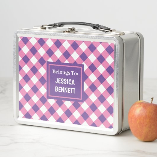 Aangepaste Roze Wit Paarse geruite Patroon Kindere (In situ)