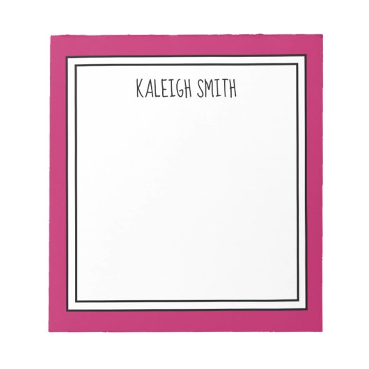 Aangepaste, roze, witte bewerkbare kleur notitieblok (Voorkant)