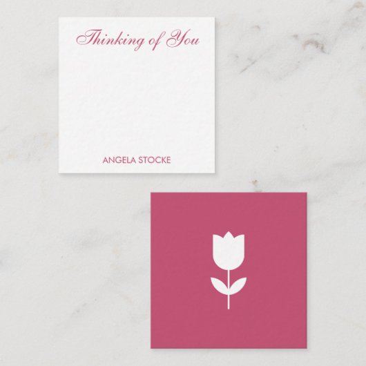 Aangepaste Roze Witte Bloem Notitiekaartje (Voorkant / Achterkant)
