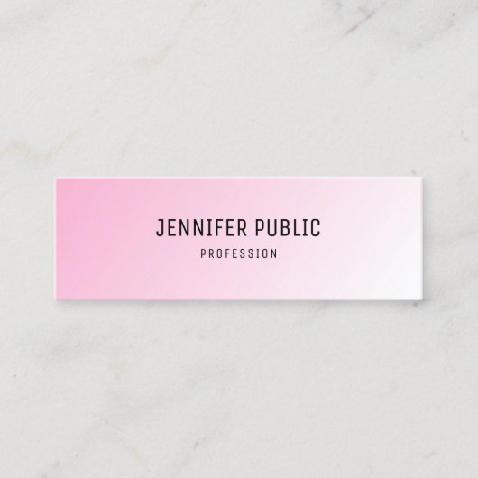 Aangepaste roze witte moderne, eenvoudige Sjabloon Mini Visitekaartje (Voorkant)