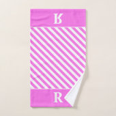 Aangepaste roze/witte strepen badhanddoek set bad handdoek (Handdoek)