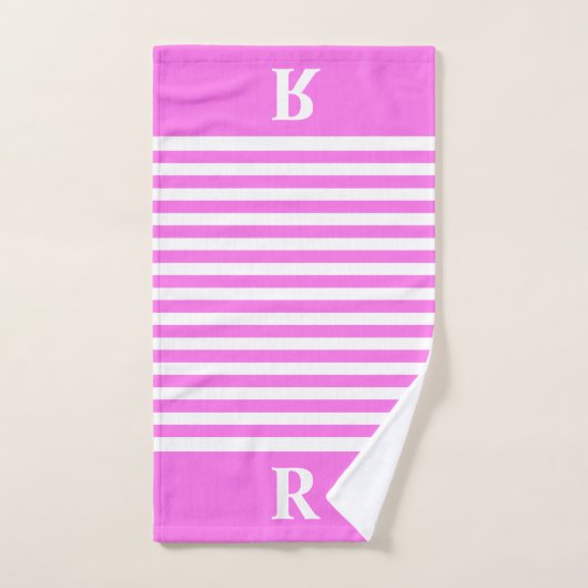 Aangepaste roze/witte strepen badhanddoek set bad handdoek (Handdoek)