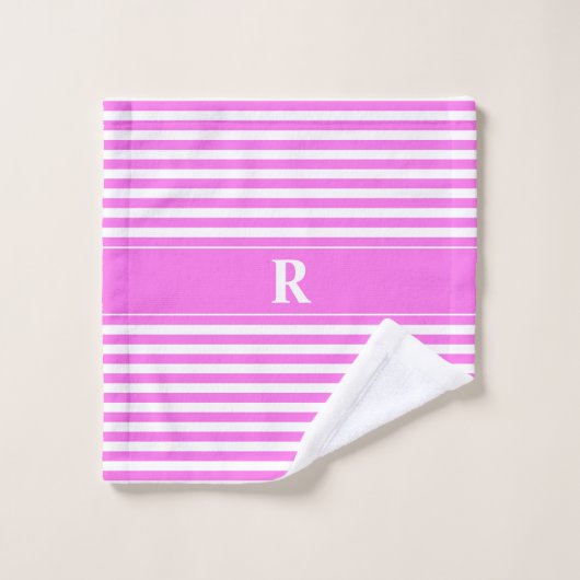 Aangepaste roze/witte strepen badhanddoek set bad handdoek (Wasdoekje)