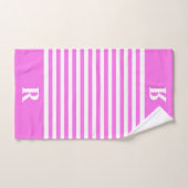 Aangepaste roze/witte strepen badhanddoek set bad handdoek (Handdoek)