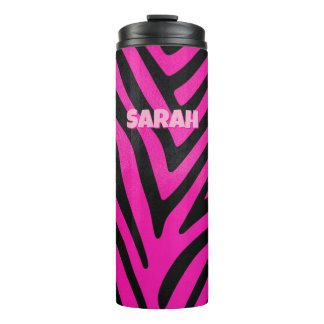 Aangepaste Roze Zebraprint Thermosbeker