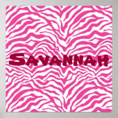 Aangepaste roze zebrastripes - Wilde dierlijke afd Poster (Voorkant)