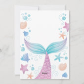 Aangepaste roze zeemeermin Party Verjaardag Uitnod Feestdagenkaart (Achterkant)