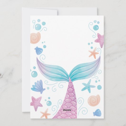 Aangepaste roze zeemeermin Party Verjaardag Uitnod Feestdagenkaart (Achterkant)