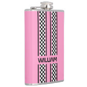 Aangepaste roze & zwart Race Sport Stripe Heupfles (Rechts)